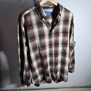 Pendleton Sir Pendleton Men's XL Marron Plaid Long Sleeve !00% Wool